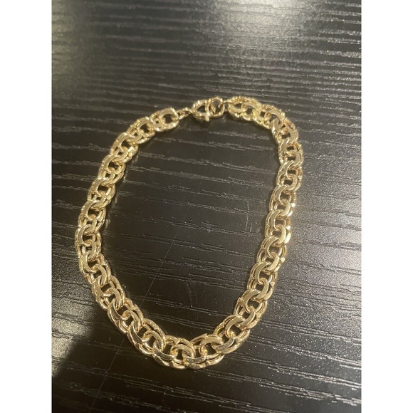 Gold Toned Chain Link Bracelet 7 1/4” - Picture 1 of 3